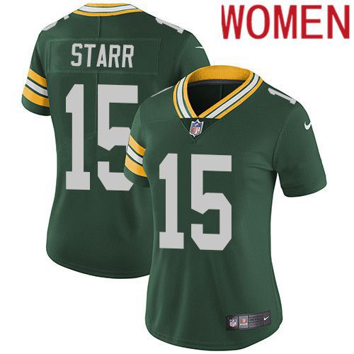 Women Green Bay Packers 15 Bart Starr Green Nike Vapor Limited NFL Jersey
